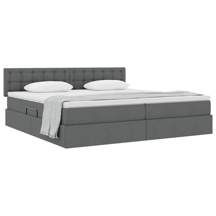 Opbergbed met matras Donkergrijs 200 x 200 cm Bewerkt hout