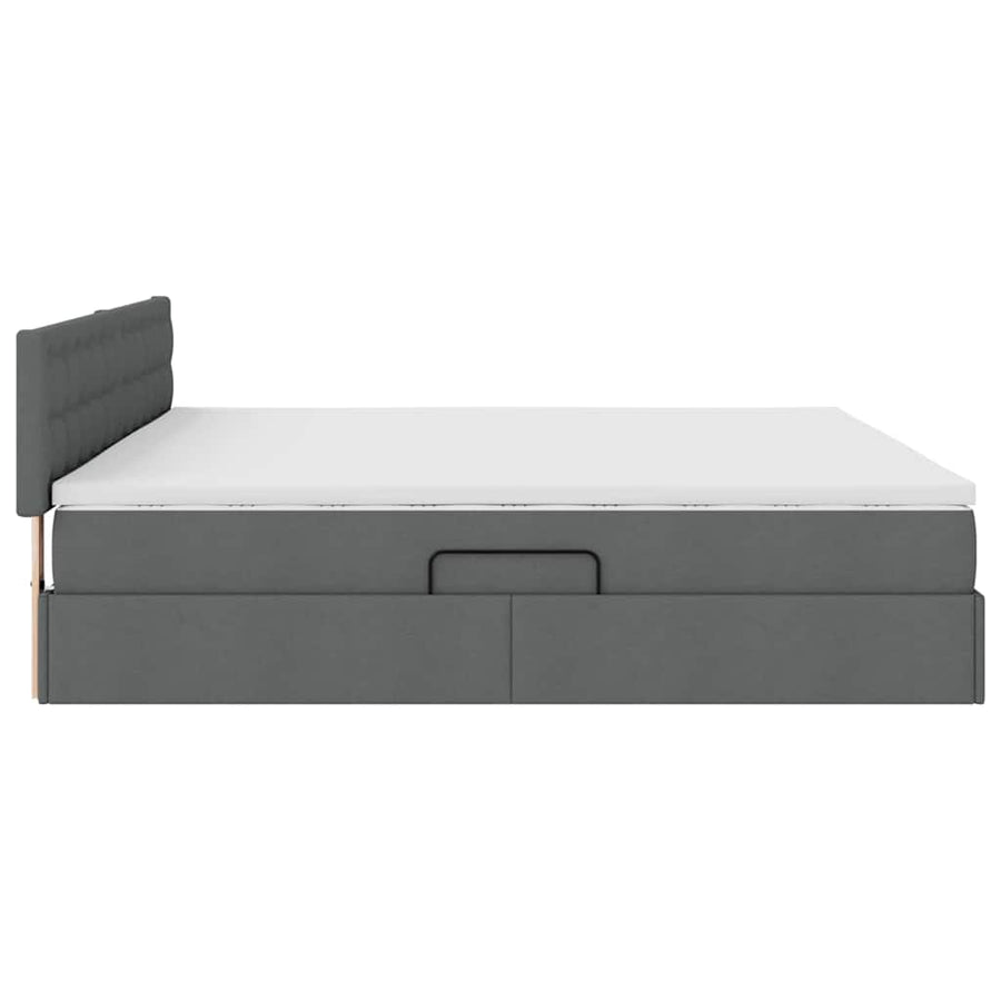 Opbergbed met matras Donkergrijs 200 x 200 cm Bewerkt hout