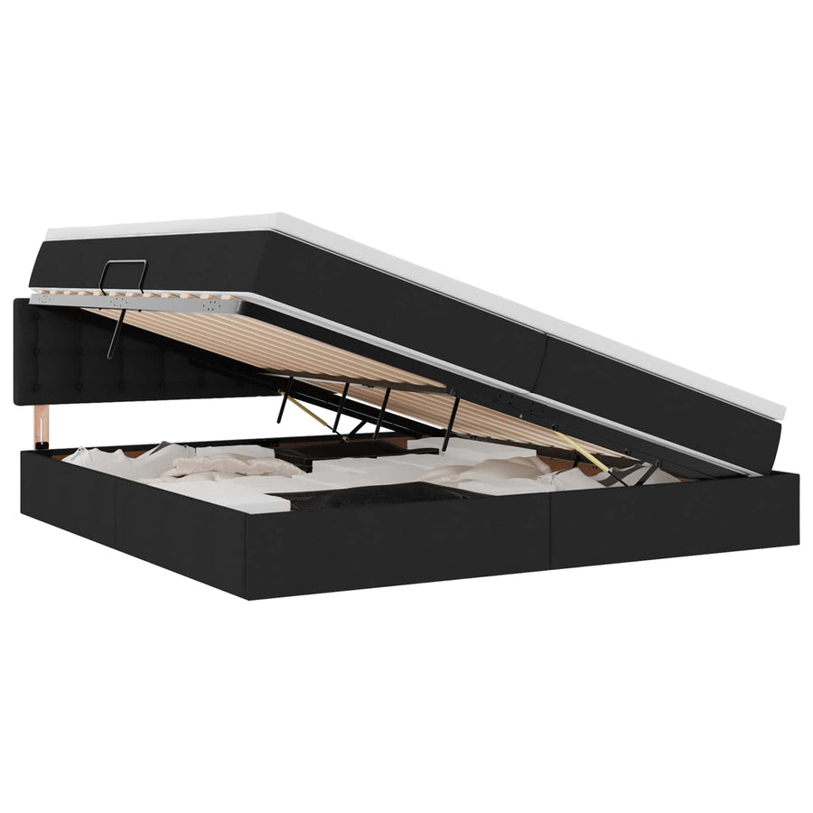 Opbergbed met matras met matras Zwart 200 x 200 cm Bewerkt hout