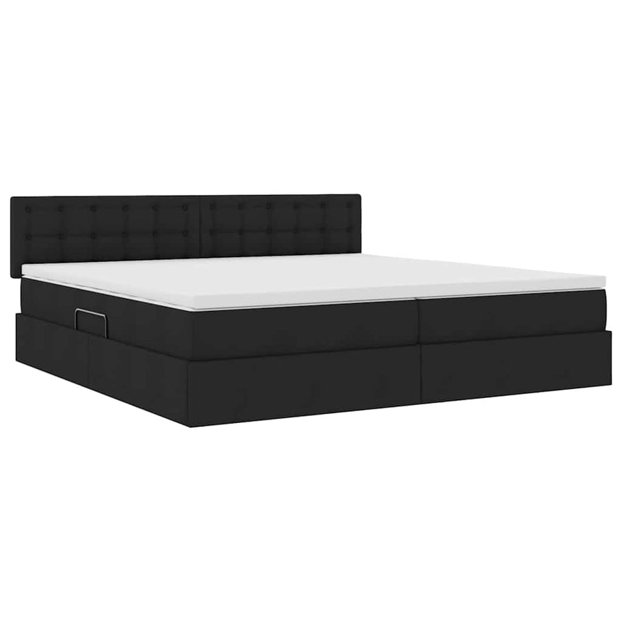 Opbergbed met matras met matras Zwart 200 x 200 cm Bewerkt hout