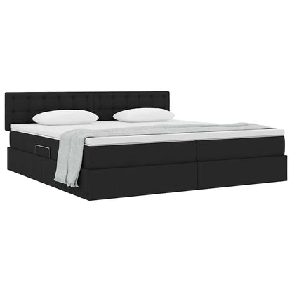 Opbergbed met matras met matras Zwart 200 x 200 cm Bewerkt hout