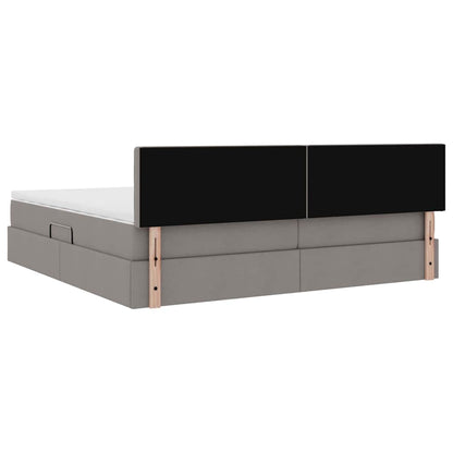 Opbergbed met matras met matras Taupe 200 x 200 cm Bewerkt hout