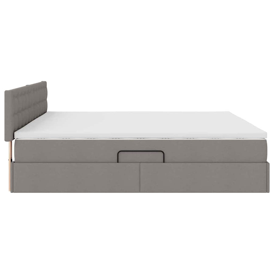 Opbergbed met matras met matras Taupe 200 x 200 cm Bewerkt hout