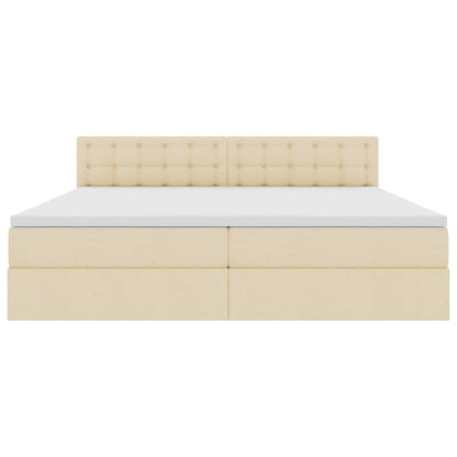 Opbergbed met matras met matras Crème 200 x 200 cm Bewerkt hout