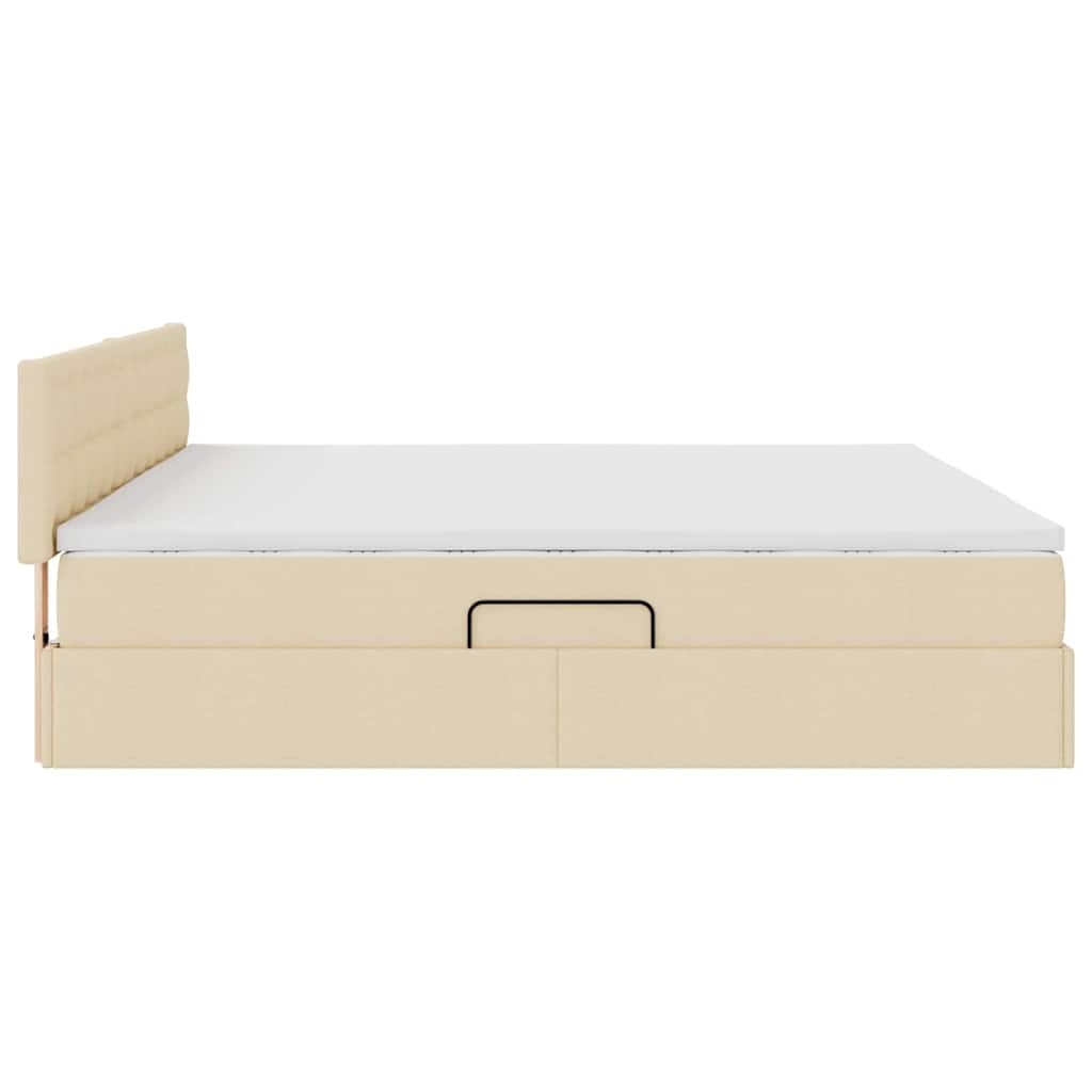 Opbergbed met matras met matras Crème 200 x 200 cm Bewerkt hout