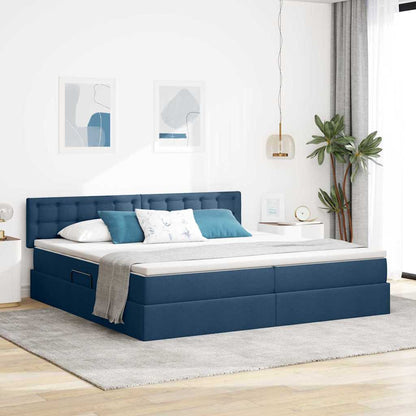 Opbergbed met matras met matras Blauw 200 x 200 cm Bewerkt hout