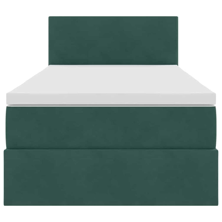 Opslag bed met matras Donkergroen 90 x 190 cm Fluweel