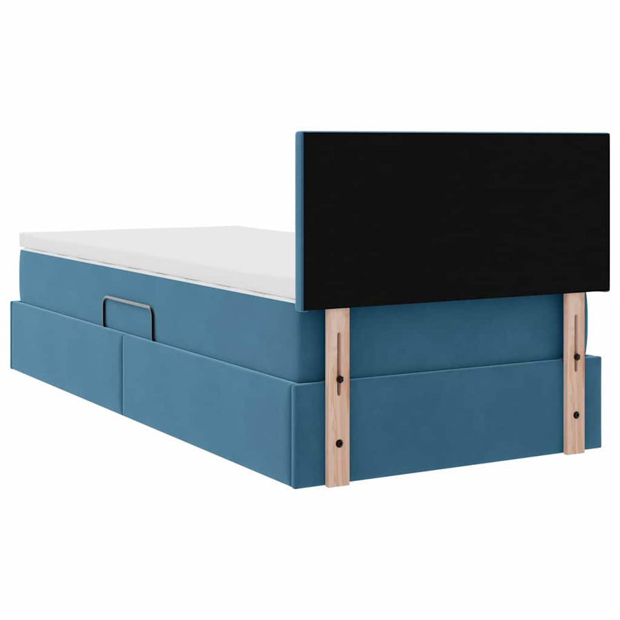 Opslag bed met matras Donkerblauw 90 x 190 cm Fluweel