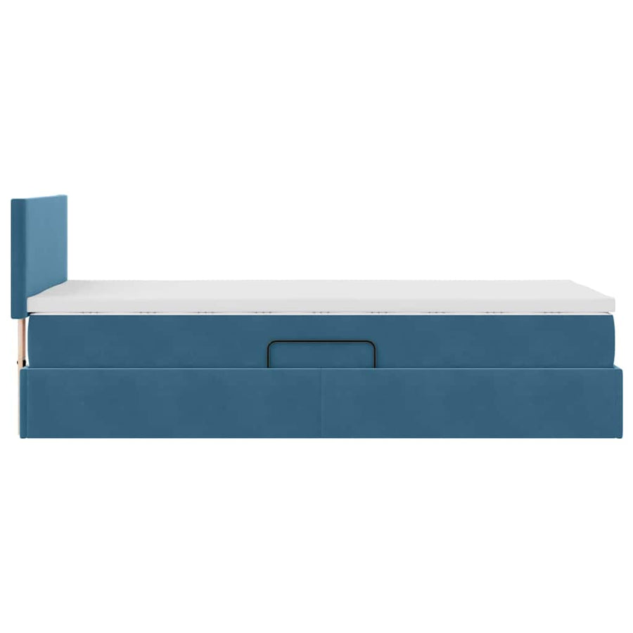 Opslag bed met matras Donkerblauw 90 x 190 cm Fluweel