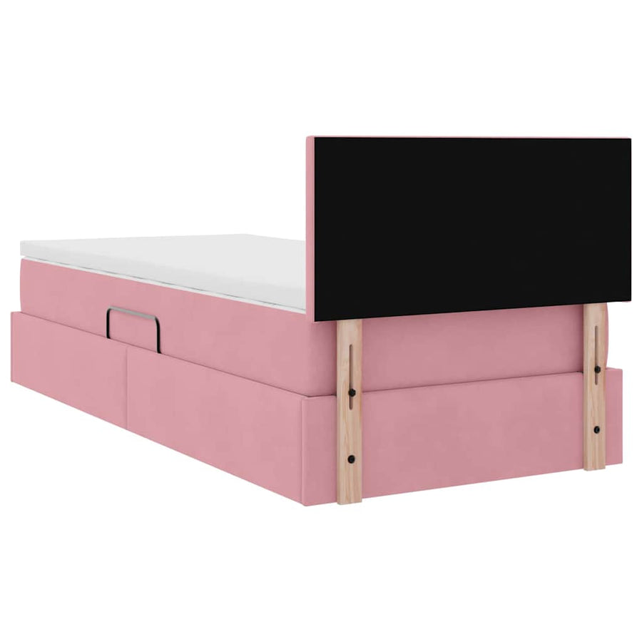 Opslag bed met matras met hoofdeinde Roze 90 x 190 cm Fluweel