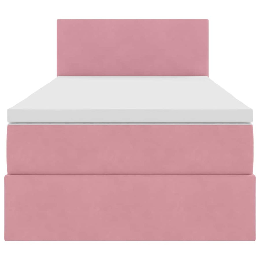 Opslag bed met matras met hoofdeinde Roze 90 x 190 cm Fluweel