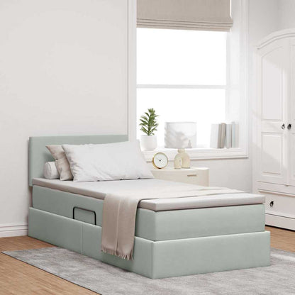 Opslag bed met matras met opslag Lichtgrijs 90 x 200 cm Fluweel