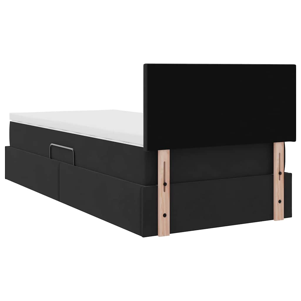 Opslag bed met matras met hoofdeinde Zwart 90 x 200 cm Fluweel