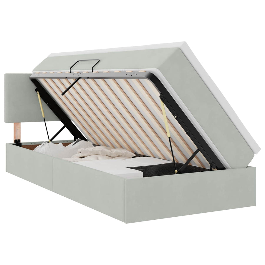 Opslag bed met matras Lichtgrijs 100 x 200 cm Fluweel