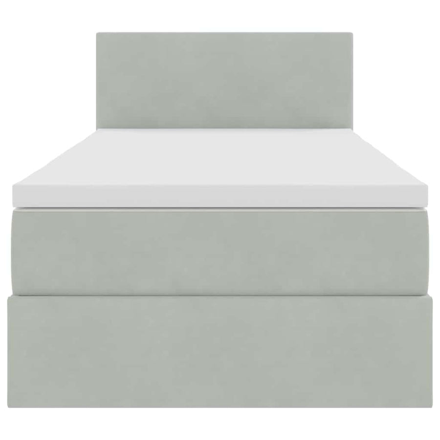 Opslag bed met matras Lichtgrijs 100 x 200 cm Fluweel