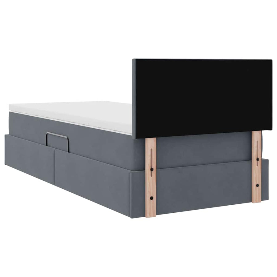 Opslag bed met matras Donkergrijs 100 x 200 cm Fluweel