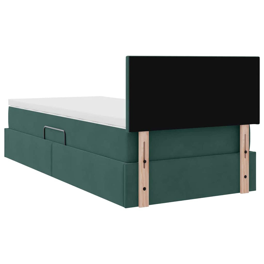 Opslag bed met matras Donkergroen 100 x 200 cm Fluweel