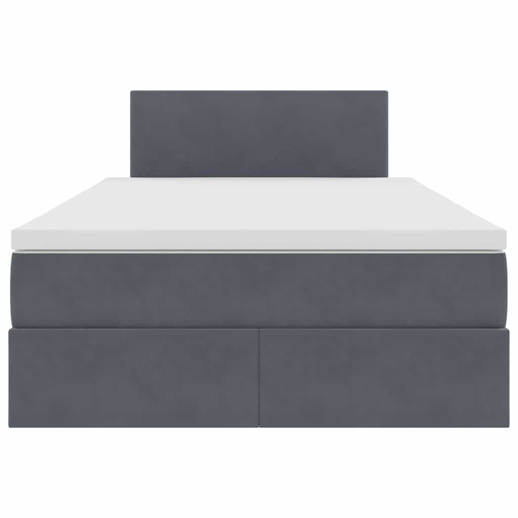 Opslag bed met matras Donkergrijs 120 x 190 cm Fluweel