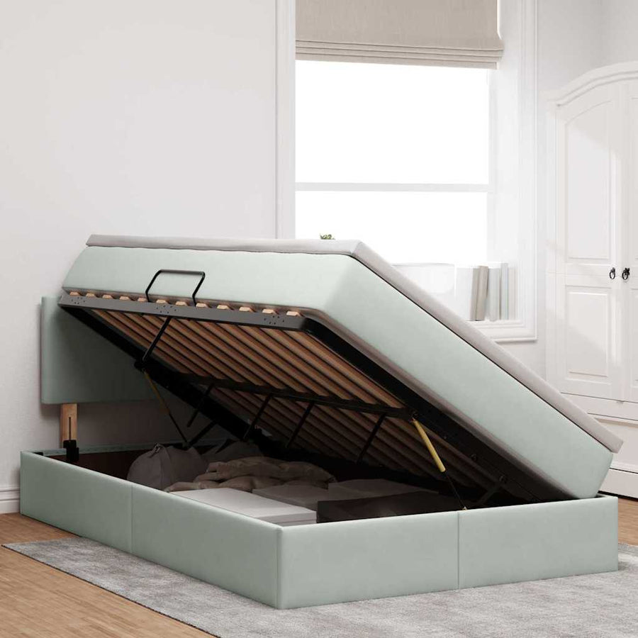 Opslag bed met matras Lichtgrijs 120 x 200 cm Fluweel