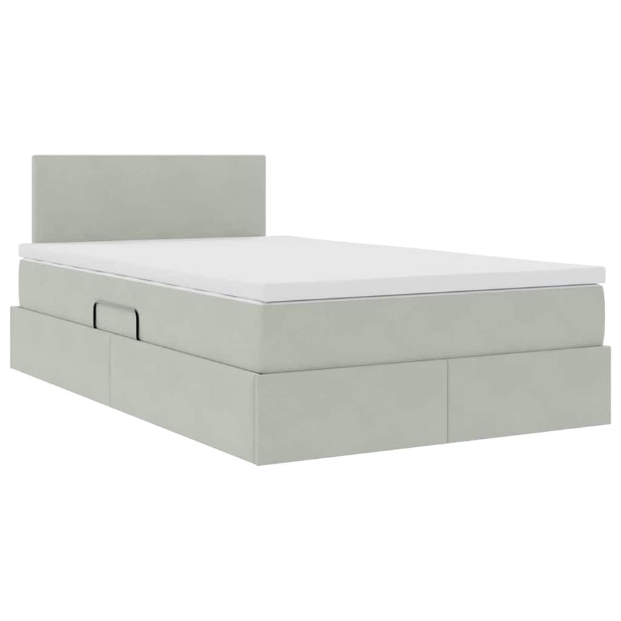 Opslag bed met matras Lichtgrijs 120 x 200 cm Fluweel
