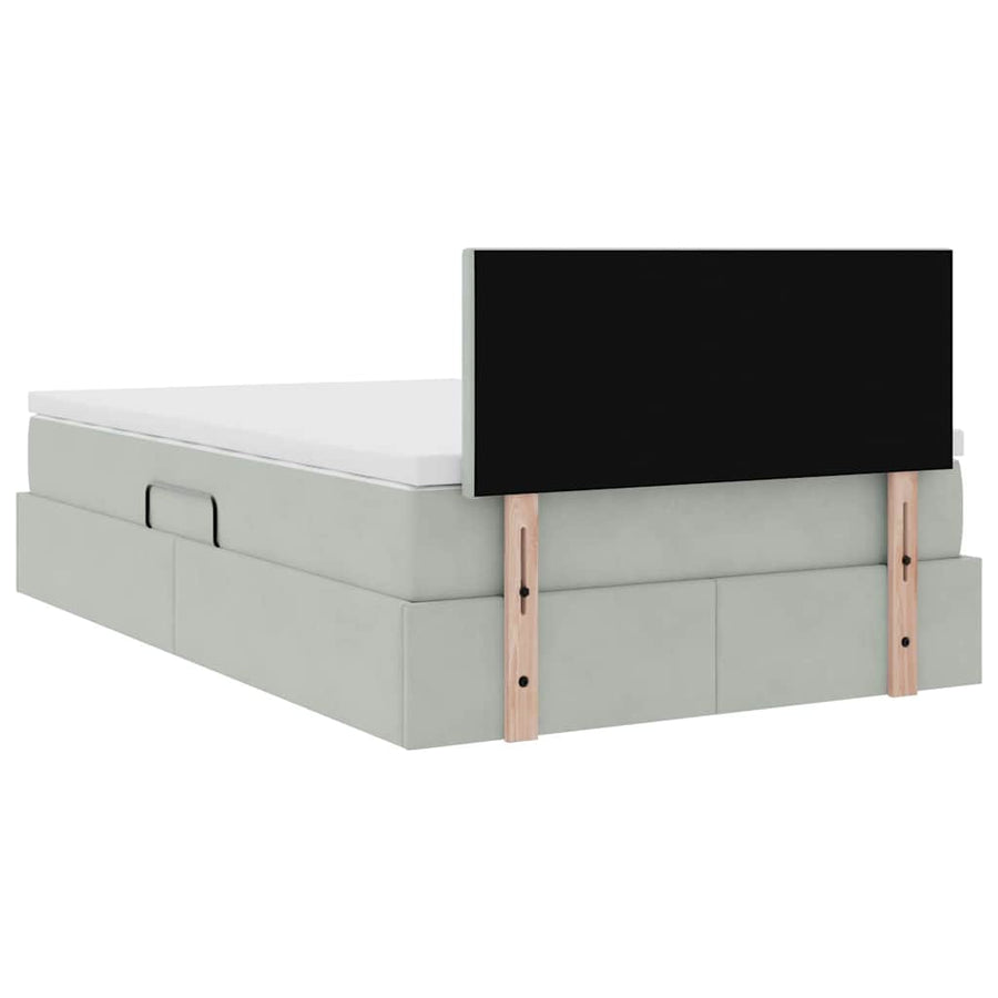 Opslag bed met matras Lichtgrijs 120 x 200 cm Fluweel