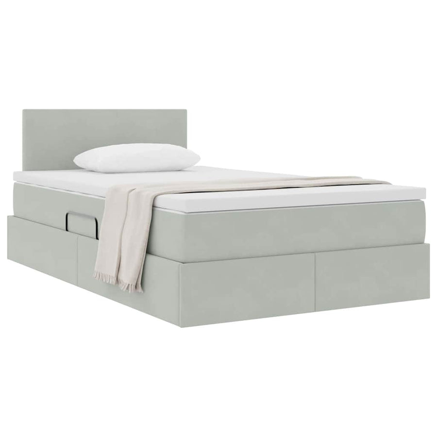 Opslag bed met matras Lichtgrijs 120 x 200 cm Fluweel
