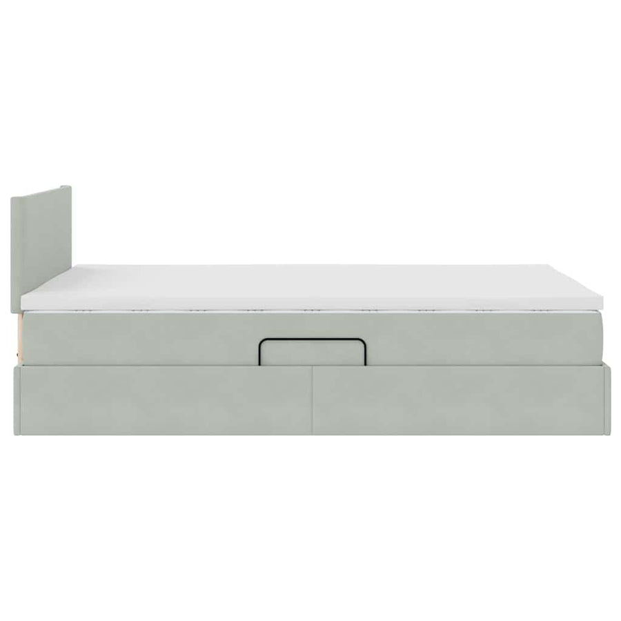 Opslag bed met matras Lichtgrijs 120 x 200 cm Fluweel