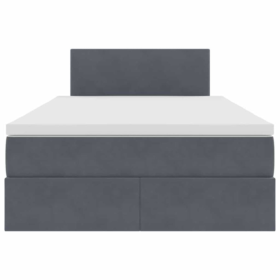 Opslag bed met matras Donkergrijs 120 x 200 cm Fluweel