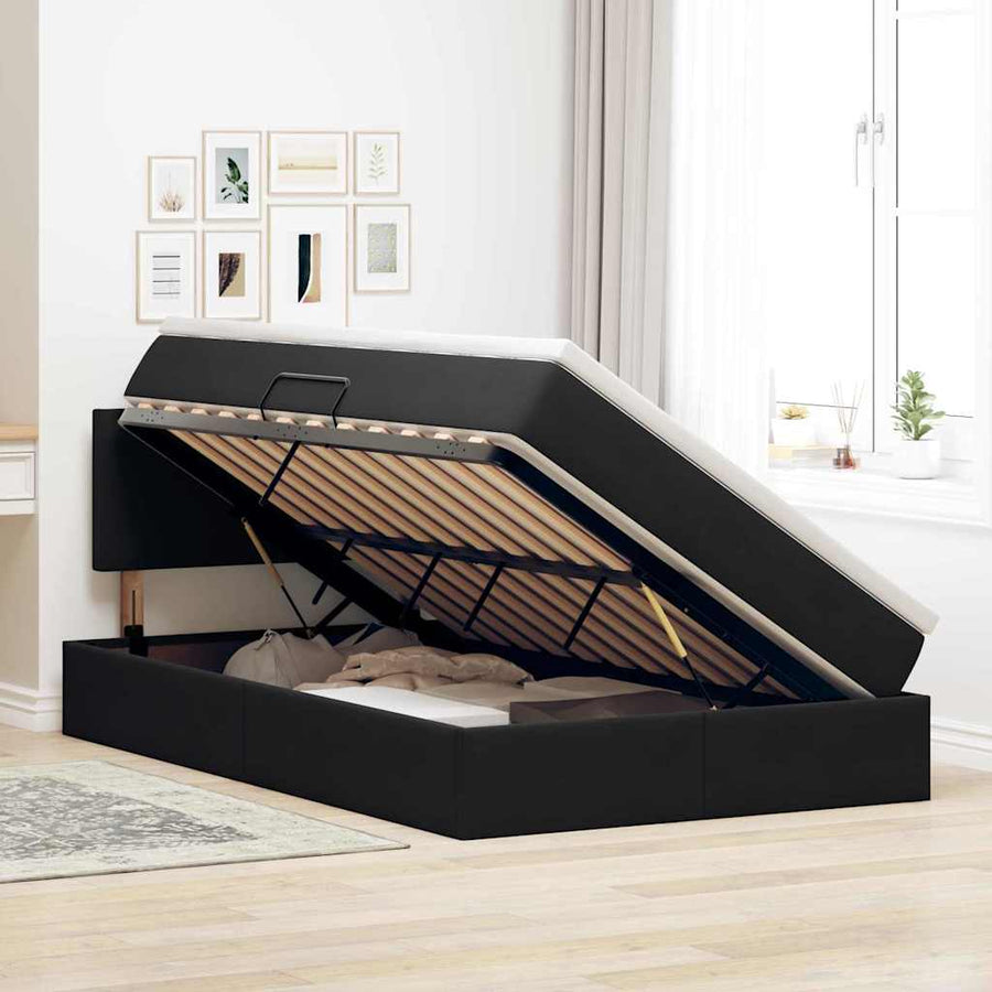 Opslag bed met matras met hoofdeinde Zwart 120 x 200 cm Fluweel