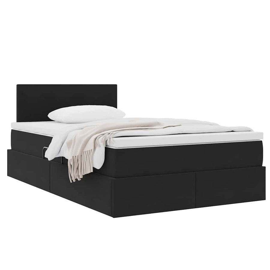 Opslag bed met matras met hoofdeinde Zwart 120 x 200 cm Fluweel