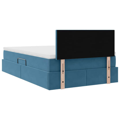 Opslag bed met matras Donkerblauw 120 x 200 cm Fluweel