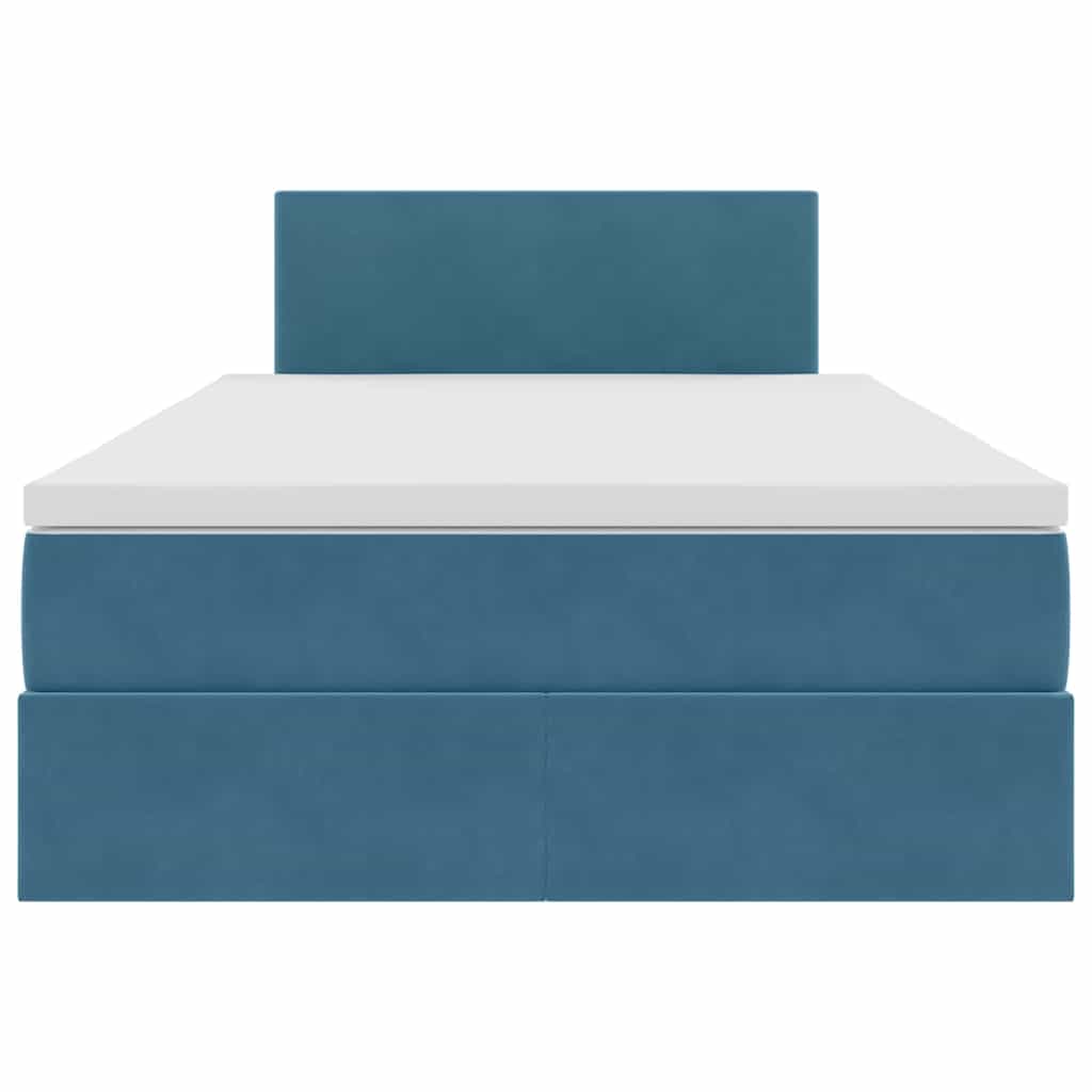 Opslag bed met matras Donkerblauw 120 x 200 cm Fluweel