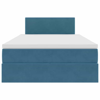 Opslag bed met matras Donkerblauw 120 x 200 cm Fluweel