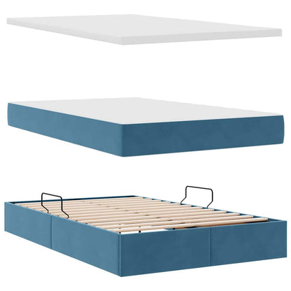 Opslag bed met matras Donkerblauw 120 x 200 cm Fluweel