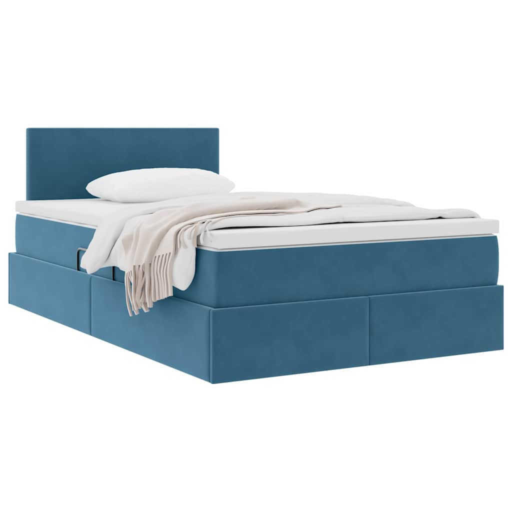 Opslag bed met matras Donkerblauw 120 x 200 cm Fluweel