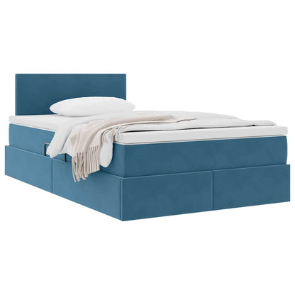 Opslag bed met matras Donkerblauw 120 x 200 cm Fluweel