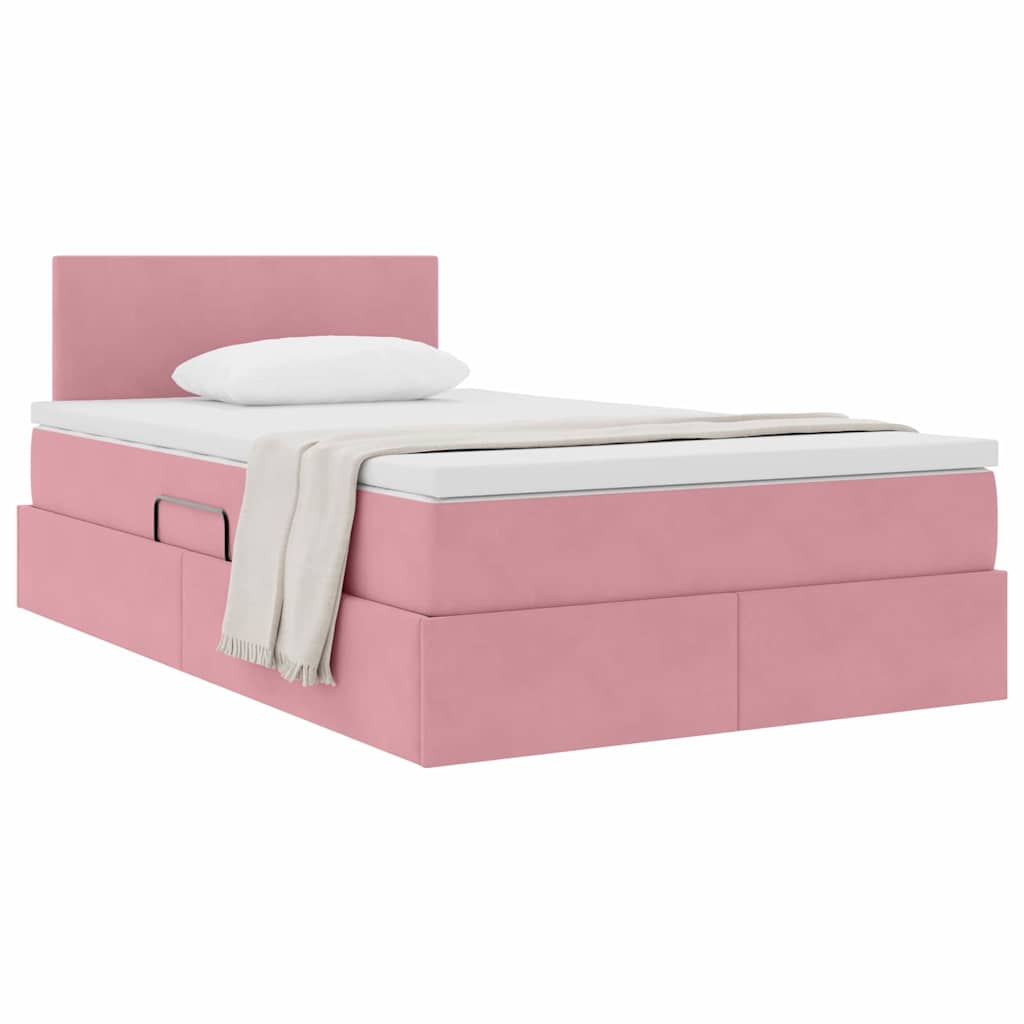 Opslag bed met matras met hoofdeinde Roze 120 x 200 cm Fluweel