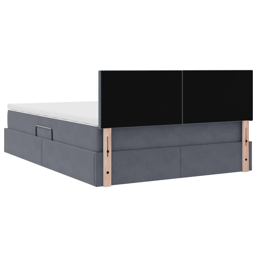 Opslag bed met matras Donkergrijs 140 x 190 cm Fluweel