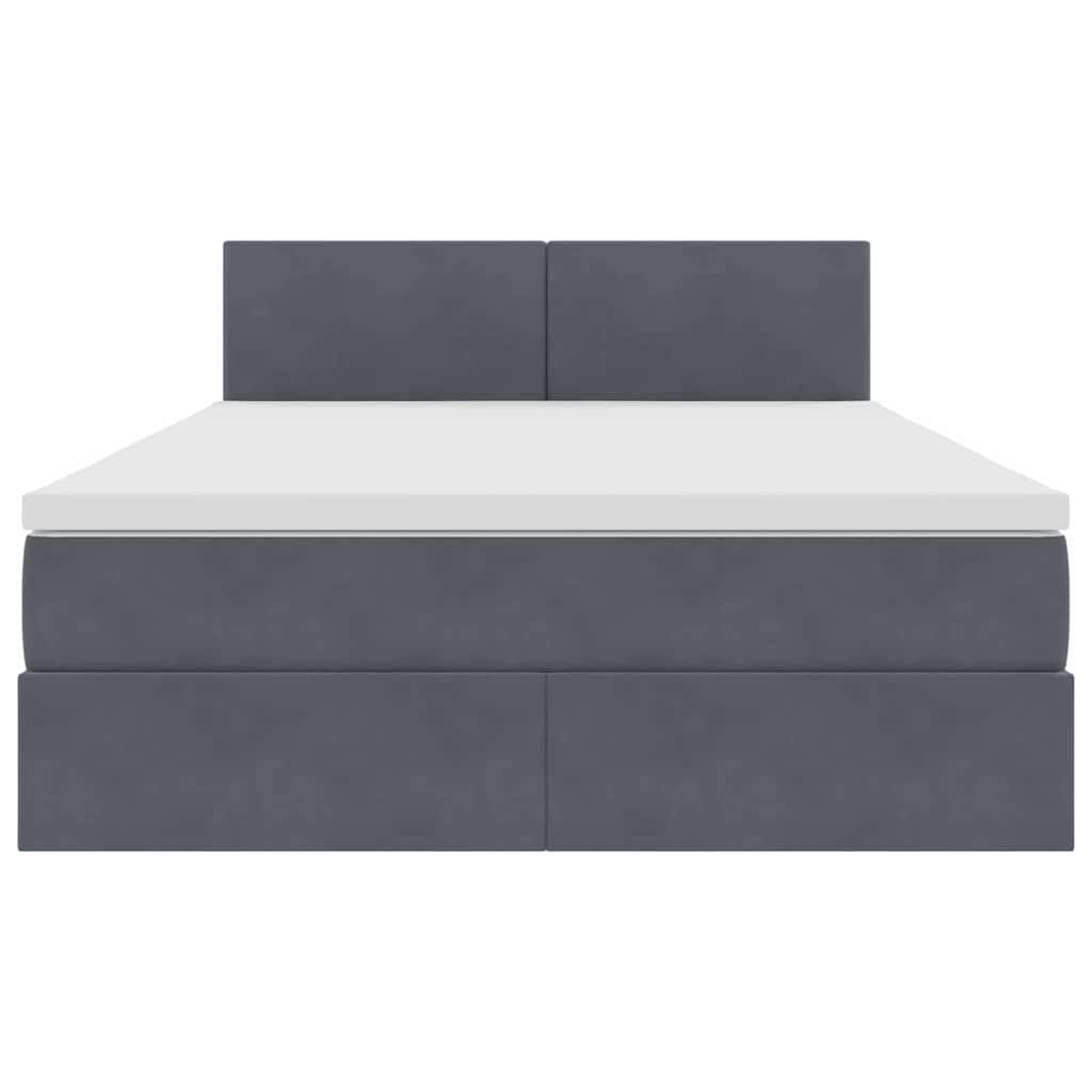 Opslag bed met matras Donkergrijs 140 x 190 cm Fluweel