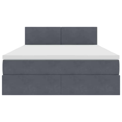 Opslag bed met matras Donkergrijs 140 x 190 cm Fluweel