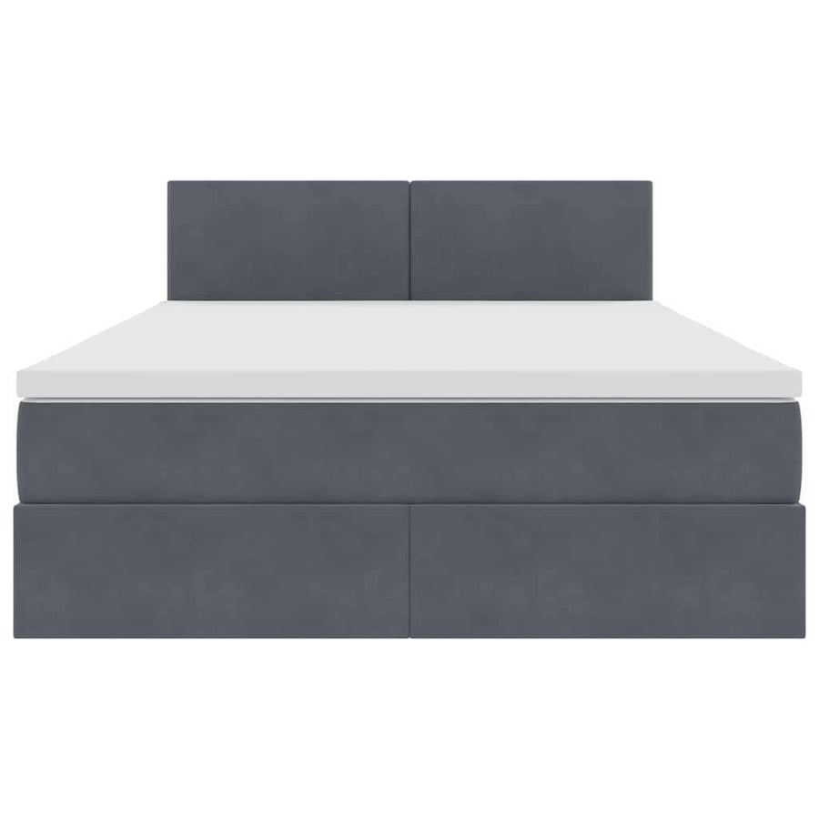 Opslag bed met matras Donkergrijs 140 x 190 cm Fluweel