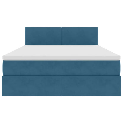 Opslag bed met matras Donkerblauw 140 x 190 cm Fluweel