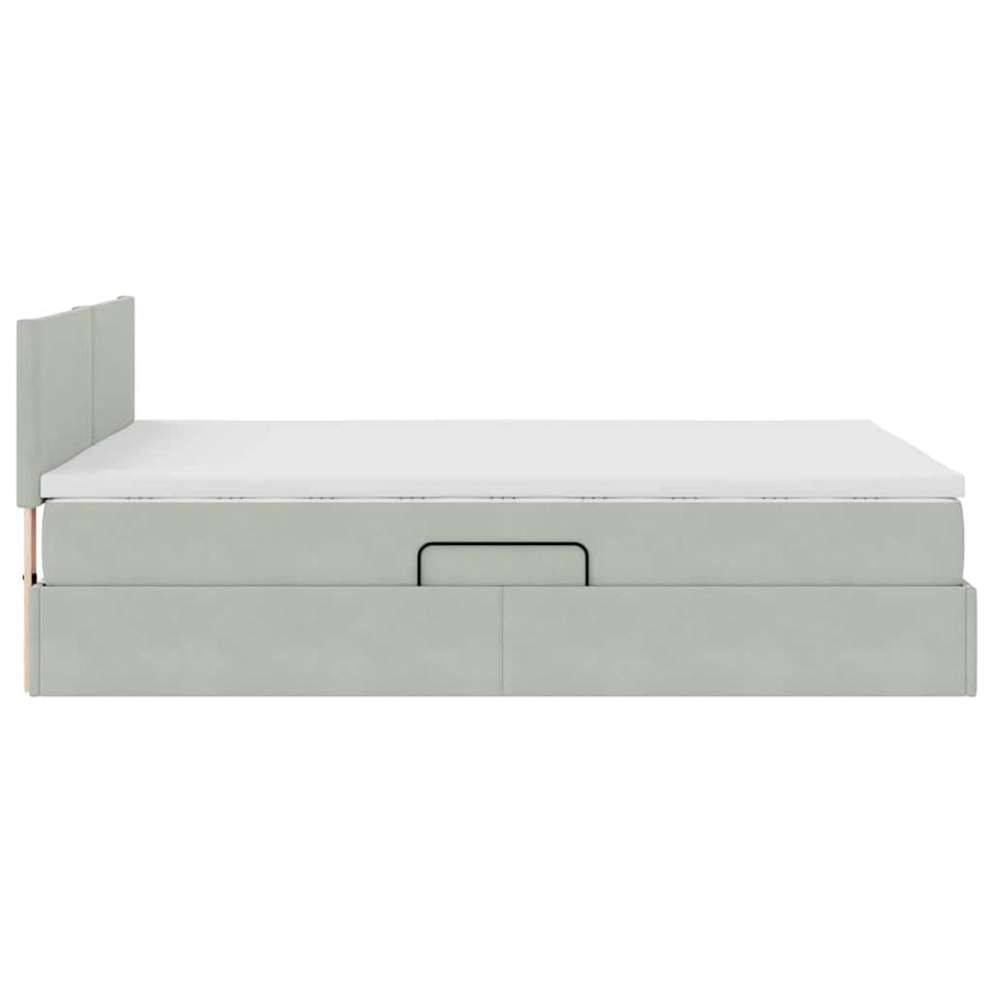 Opslag bed met matras Lichtgrijs 140 x 200 cm Fluweel