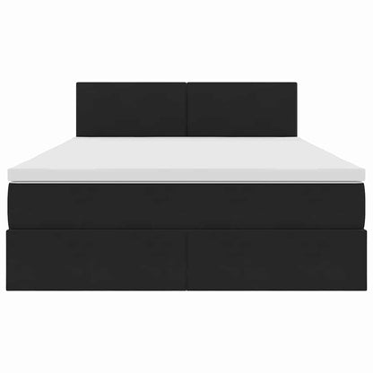 Opslag bed met matras met hoofdeinde Zwart 140 x 200 cm Fluweel
