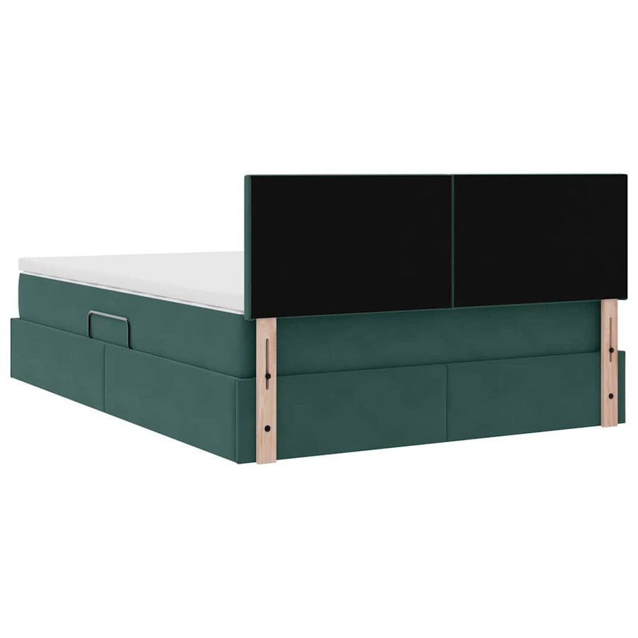 Opslag bed met matras Donkergroen 140 x 200 cm Fluweel
