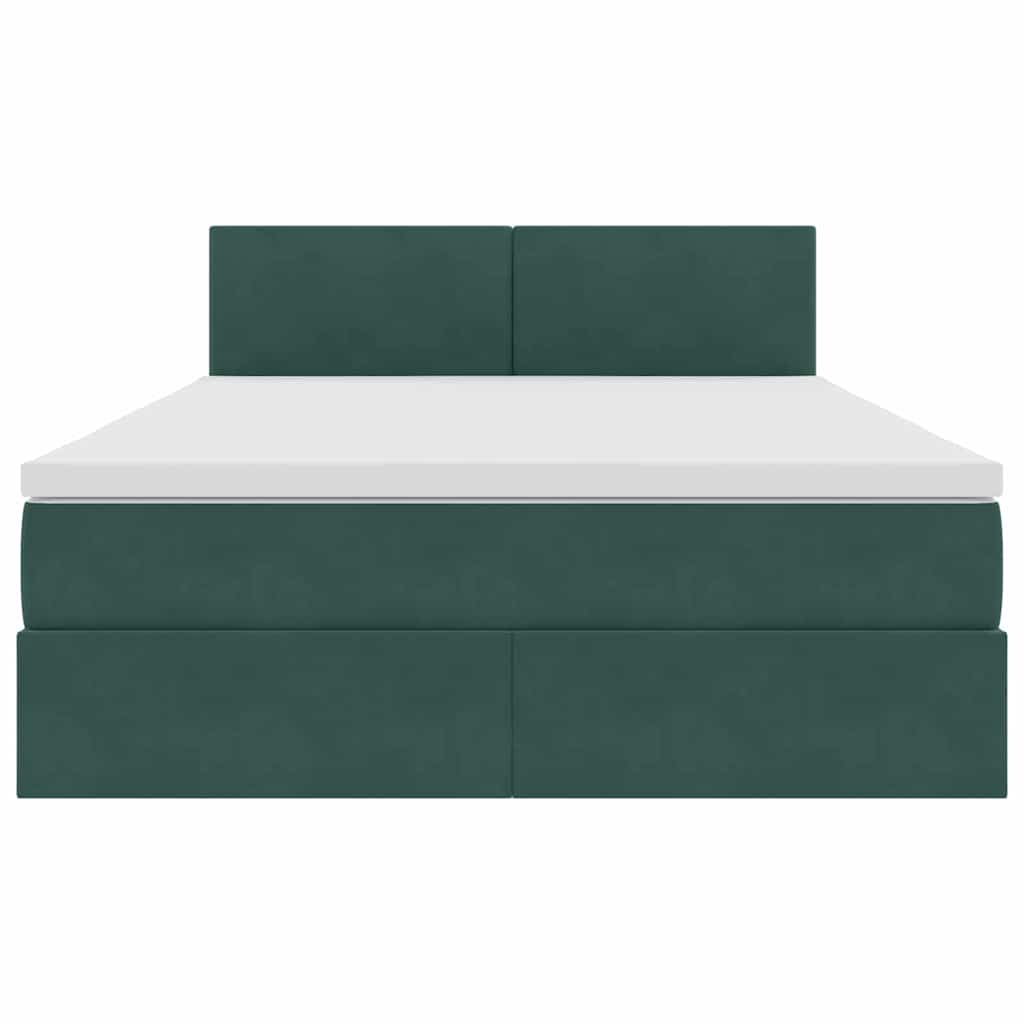 Opslag bed met matras Donkergroen 140 x 200 cm Fluweel