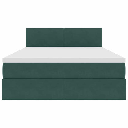 Opslag bed met matras Donkergroen 140 x 200 cm Fluweel