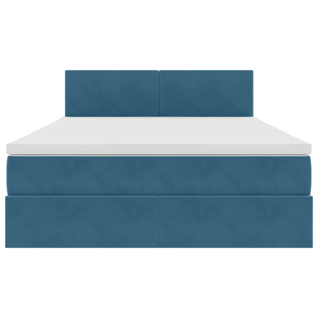 Opslag bed met matras Donkerblauw 140 x 200 cm Fluweel
