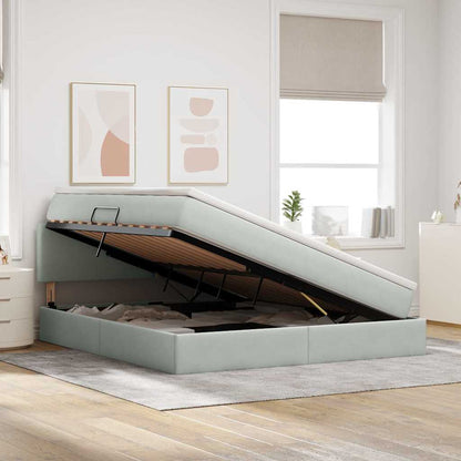 Opslag bed met matras Lichtgrijs 160 x 200 cm Fluweel