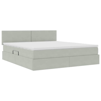 Opslag bed met matras Lichtgrijs 160 x 200 cm Fluweel